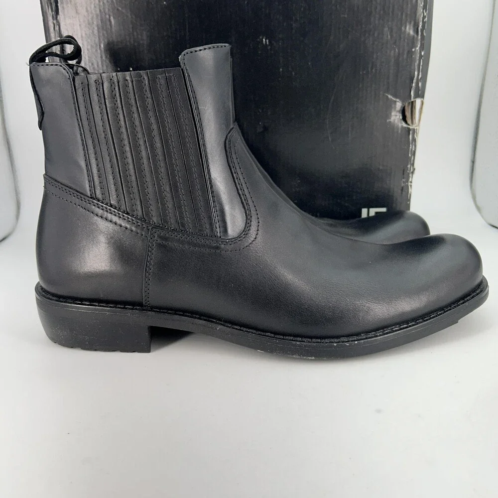 JF Ferrar Austin Chelsea Boots Mens Size 13 Black Leather Pull On Ankle Moto